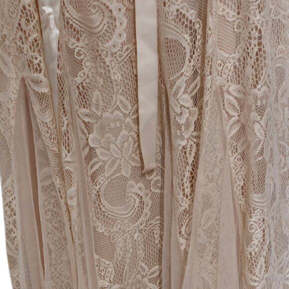 Candalite Women Champagne Beige lace Sheath Dress vented bottom Maxi Sz. 1X - Picture 8 of 11